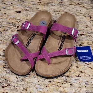 Birkenstock Fuchsia Double-Strap Sandals 38